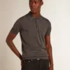 Camicie da uomo a maniche corte in lana merino grigia