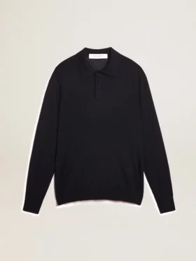 Camicie da uomo a maniche lunghe in lana merino blu navy