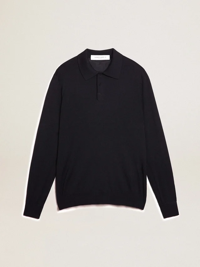 Camicie da uomo a maniche lunghe in lana merino blu navy