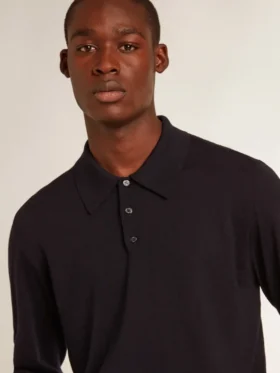 Camicie da uomo a maniche lunghe in lana merino blu navy