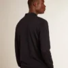 Camicie da uomo a maniche lunghe in lana merino blu navy