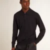 Camicie da uomo a maniche lunghe in lana merino blu navy