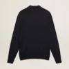 Camicie da uomo a maniche lunghe in lana merino blu navy