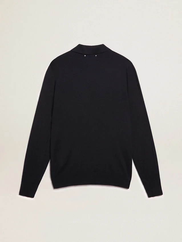 Camicie da uomo a maniche lunghe in lana merino blu navy