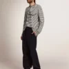Camicie da uomo a righe bianche e blu con ricamo sul davanti