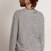 Camicie da uomo a righe bianche e blu con ricamo sul davanti