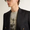 Camicie da uomo grigie effetto vintage con stampa sul davanti