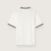 Camicie da uomo in cotone bianco con motivo jacquard traforato