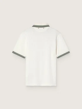 Camicie da uomo in cotone bianco con motivo jacquard traforato