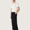Camicie da uomo in cotone bianco con motivo jacquard traforato