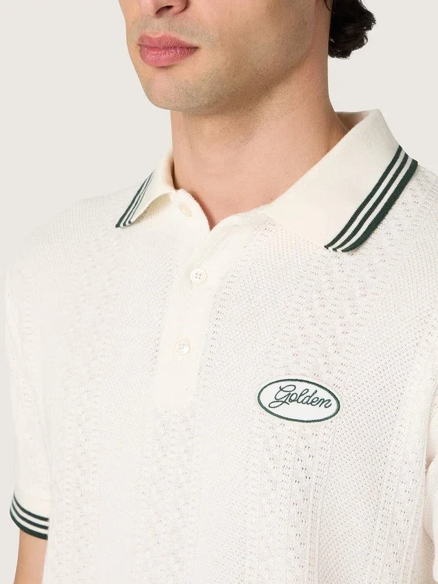 Camicie da uomo in cotone bianco con motivo jacquard traforato