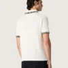 Camicie da uomo in cotone bianco con motivo jacquard traforato