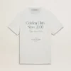 Camicie da uomo in cotone bianco con stampa verde
