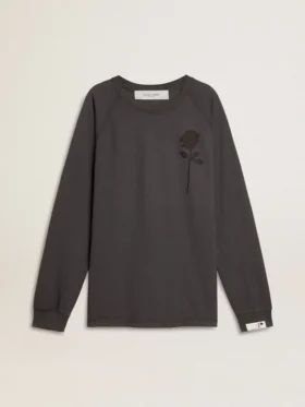 Camicie da uomo in cotone color antracite con stampa sul petto
