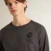 Camicie da uomo in cotone color antracite con stampa sul petto