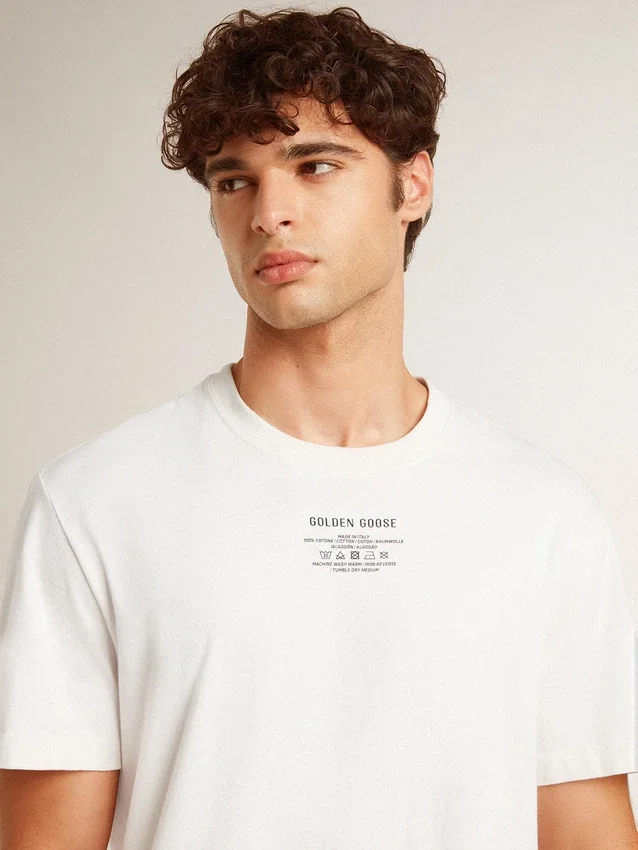 Camicie da uomo in cotone effetto "worn-white" con scritte nere