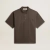 Camicie da uomo in cotone grigio antracite con ricamo