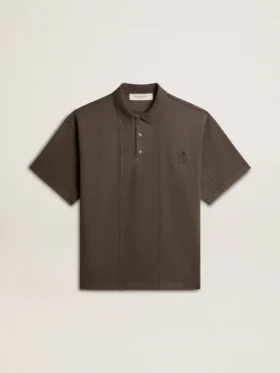 Camicie da uomo in cotone grigio antracite con ricamo