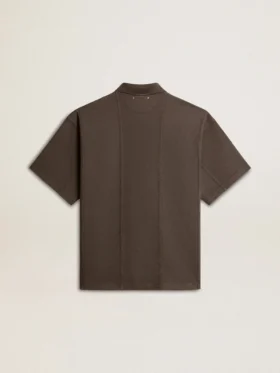 Camicie da uomo in cotone grigio antracite con ricamo