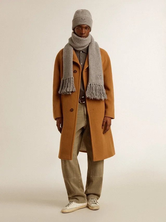 Camicie da uomo in cotone grigio antracite con ricamo