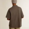 Camicie da uomo in cotone grigio antracite con ricamo