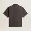 Camicie da uomo in cotone grigio antracite con ricamo