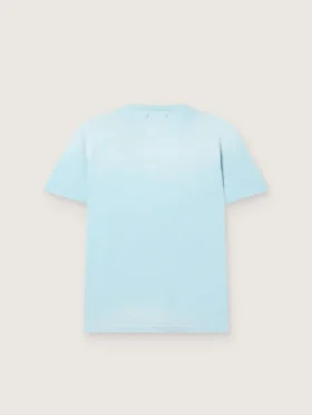 Camicie da uomo in jersey di cotone azzurro con stampa grafica