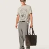Camicie da uomo in jersey grigio melange con stampa vintage
