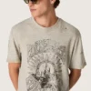 Camicie da uomo in jersey grigio melange con stampa vintage
