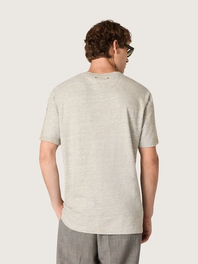 Camicie da uomo in jersey grigio melange con stampa vintage