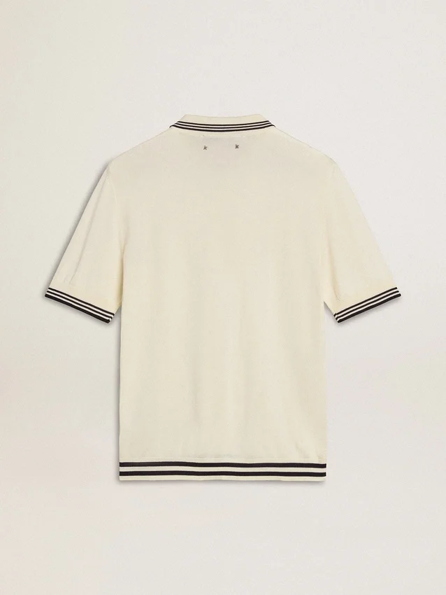 Camicie da uomo in maglia effetto "worn-white" con bordi a costine blu