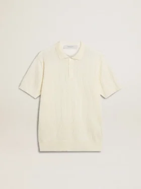 Camicie da uomo in maglia jacquard bianca