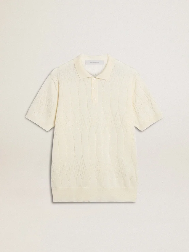 Camicie da uomo in maglia jacquard bianca