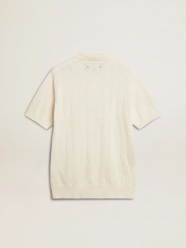 Camicie da uomo in maglia jacquard bianca