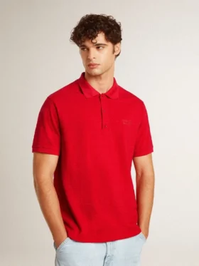 Camicie da uomo in piquet di cotone rosso