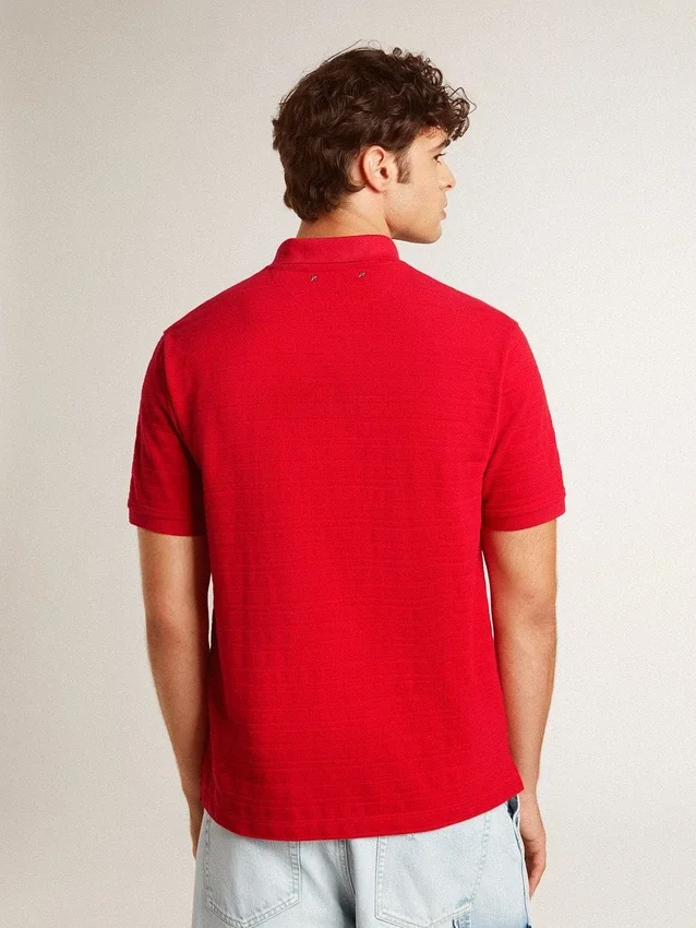 Camicie da uomo in piquet di cotone rosso