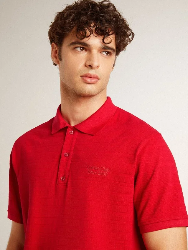 Camicie da uomo in piquet di cotone rosso
