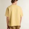 Camicie da uomo oversize in cotone giallo con stampa blu