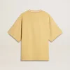 Camicie da uomo oversize in cotone giallo con stampa blu