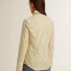 Camicie ecrù a righe con cristalli ricamati