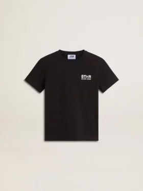 Camicie nere con logo bianco a contrasto sul davanti e maxi stella sul retro