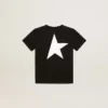 Camicie nere con logo bianco a contrasto sul davanti e maxi stella sul retro