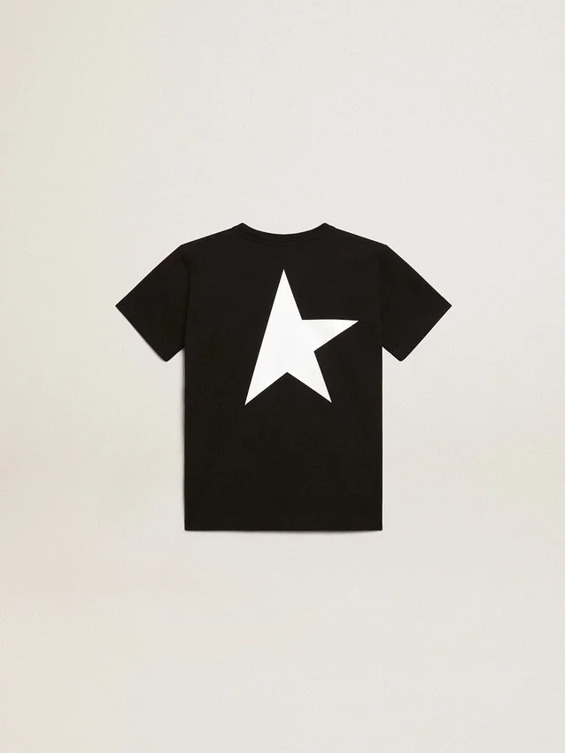Camicie nere con logo bianco a contrasto sul davanti e maxi stella sul retro