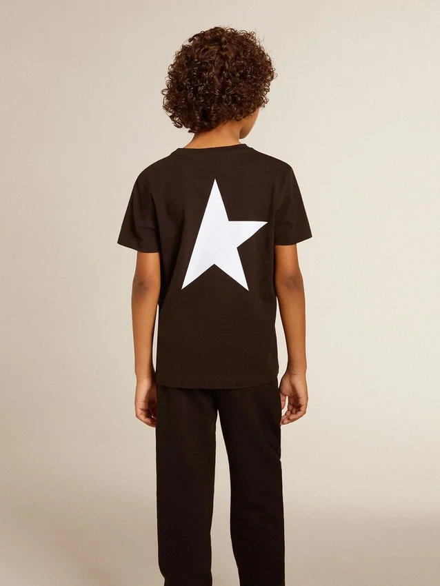 Camicie nere con logo bianco a contrasto sul davanti e maxi stella sul retro