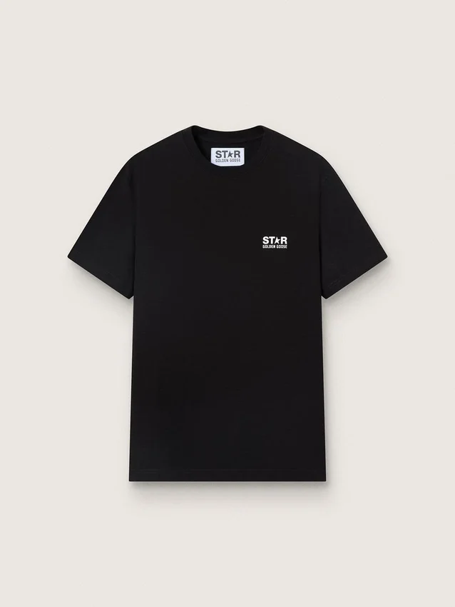 Camicie nere da uomo con logo e stella bianchi a contrasto