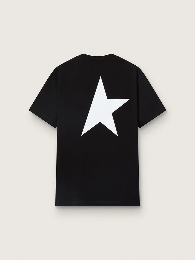 Camicie nere da uomo con logo e stella bianchi a contrasto