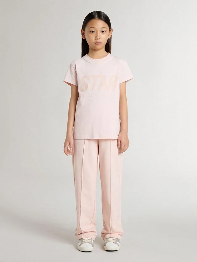Camicie rosa da bambine con stampa rosa sul davanti
