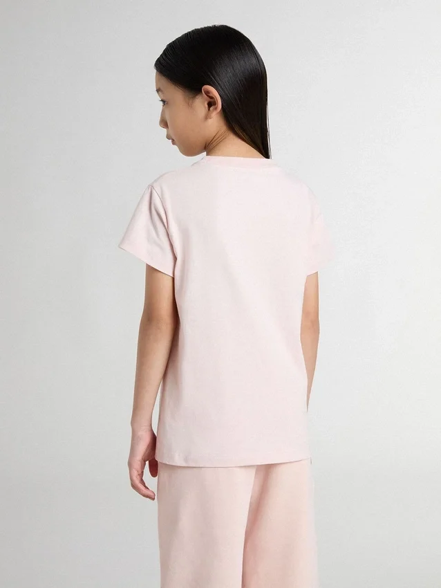 Camicie rosa da bambine con stampa rosa sul davanti