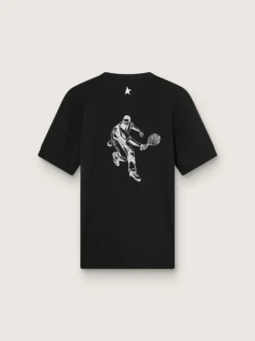 Camicie sportive da uomo nere con stampa sul retro