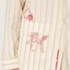 Camicie unisex in cotone e lino a righe color ecru e sabbia con ricami